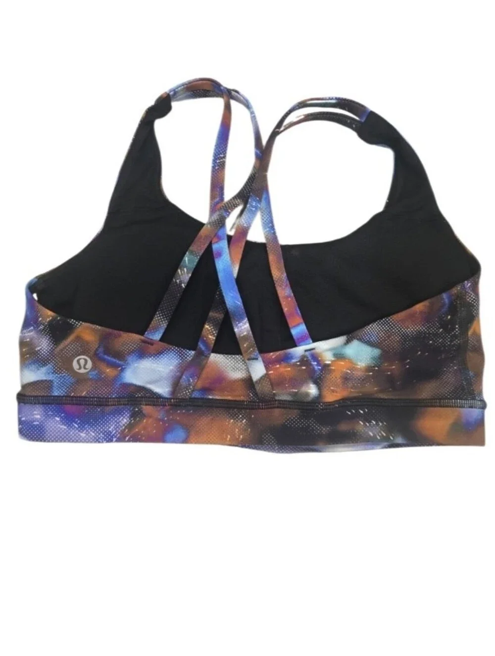 Lululemon Multicolor Abstract Strappy Crossback Sports Bra Workout Yoga Size 8